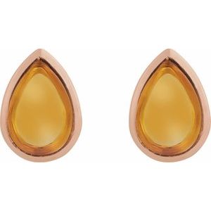14K Rose Gold Natural Citrine Cabochon Earrings – image 2
