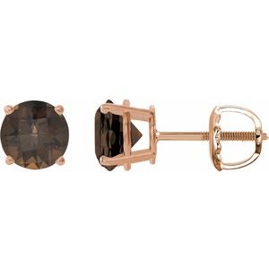 14K Rose 7 mm Natural Smoky Quartz Earrings