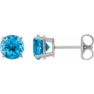 Sterling Silver 7 mm Natural Swiss Blue Topaz Earrings
