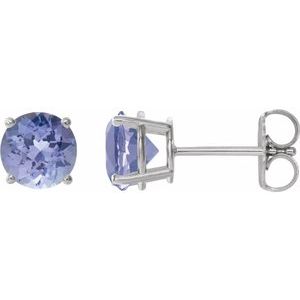 Platinum 7 mm Natural Tanzanite Earrings