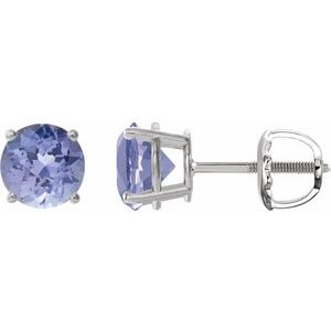 14K White Gold 7 mm Natural Tanzanite Earrings