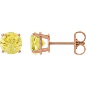 14K Rose Gold 7 mm Lab-Grown Yellow Sapphire Earrings