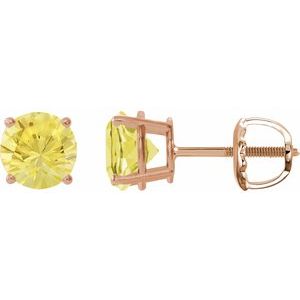 14K Rose Gold 7 mm Lab-Grown Yellow Sapphire Earrings