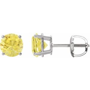 Platinum 8 mm Lab-Grown Yellow Sapphire Earrings