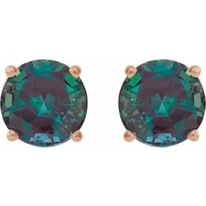 14K Rose Gold 7 mm Lab-Grown Alexandrite Earrings – image 2