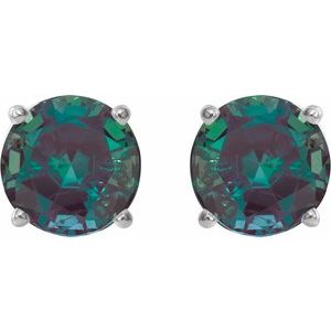 Sterling Silver 8 mm Lab-Grown Alexandrite Earrings – image 2