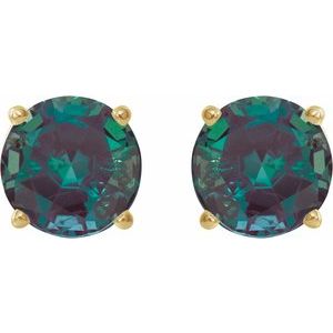 14K Yellow Gold 6 mm Lab-Grown Alexandrite Earrings – image 2