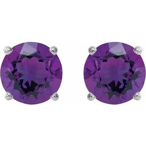 Platinum 6 mm Natural Amethyst Earrings – image 2