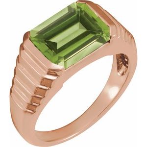 14K Rose Gold 8x6 mm Emerald Natural Peridot Ring