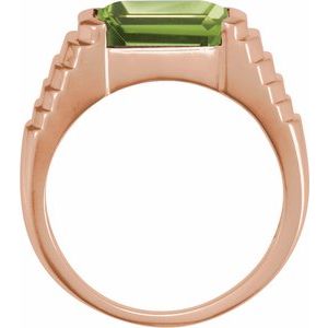14K Rose Gold 8x6 mm Emerald Natural Peridot Ring