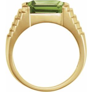 14K Yellow Gold 8x6 mm Emerald Natural Peridot Ring
