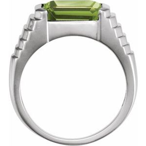 Platinum 8x6 mm Emerald Natural Peridot Ring