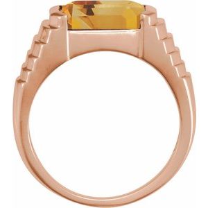 14K Rose Gold 8x6 mm Emerald Natural Citrine Ring