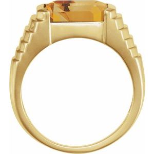 14K Yellow Gold 8x6 mm Emerald Natural Citrine Ring