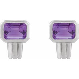 Platinum Natural Amethyst Earrings