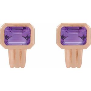 14K Rose Gold Natural Amethyst Earrings