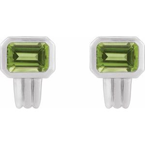 14K White Gold Natural Peridot Earrings – image 2