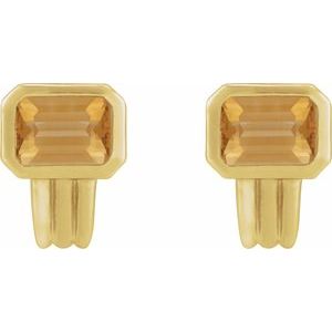 14K Yellow Gold Natural Citrine Earrings – image 2