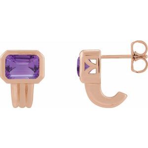 14K Rose Gold Natural Amethyst Earrings
