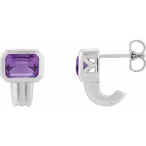 Platinum Natural Amethyst Earrings