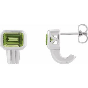 14K White Gold Natural Peridot Earrings