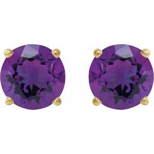 14K Yellow Gold 5 mm Natural Amethyst Earrings – image 2