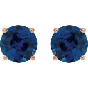 14K Rose Gold 6 mm Lab-Grown Blue Sapphire Earrings – image 2