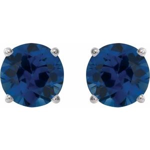 14K White Gold 5 mm Natural Blue Sapphire Earrings – image 2