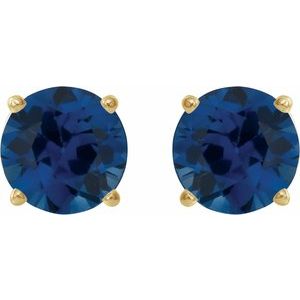 14K Yellow Gold 5 mm Natural Blue Sapphire Earrings – image 2
