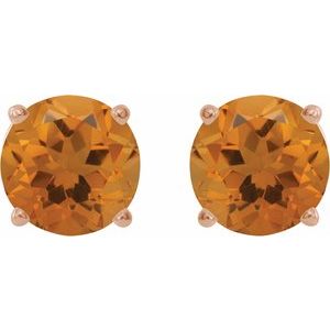 14K Rose Gold 7 mm Natural Citrine Earrings – image 2