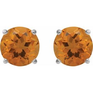 14K White Gold 8 mm Natural Citrine Earrings – image 2