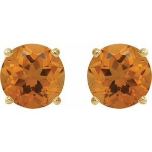 14K Yellow Gold 5 mm Natural Citrine Earrings – image 2