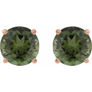 14K Rose Gold 6 mm Natural Green Tourmaline Earrings – image 2