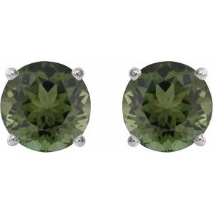 Sterling Silver 6 mm Natural Green Tourmaline Earrings – image 2