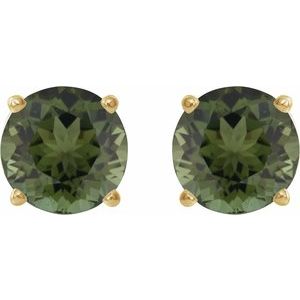 14K Yellow Gold 6 mm Natural Green Tourmaline Earrings – image 2