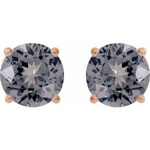 14K Rose Gold 6 mm Natural Gray Spinel Earrings – image 2