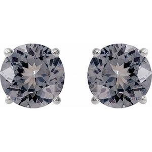 Sterling Silver 6 mm Natural Gray Spinel Earrings – image 2