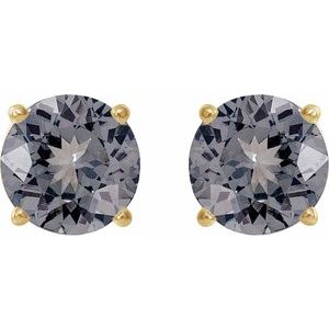 14K Yellow Gold 6 mm Natural Gray Spinel Earrings – image 2