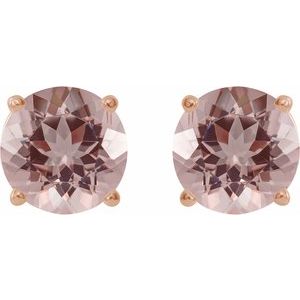 14K Rose Gold 7 mm Natural Pink Morganite Earrings – image 2