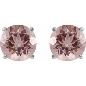 14K White Gold 6 mm Natural Pink Morganite Earrings – image 2