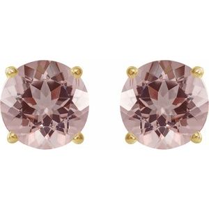 14K Yellow Gold 7 mm Natural Pink Morganite Earrings – image 2