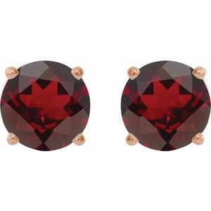 14K Rose Gold 8 mm Natural Mozambique Garnet Earrings – image 2