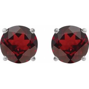 14K White Gold 6 mm Natural Mozambique Garnet Earrings – image 2