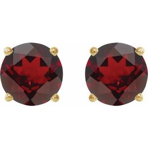 14K Yellow Gold 8 mm Natural Mozambique Garnet Earrings – image 2