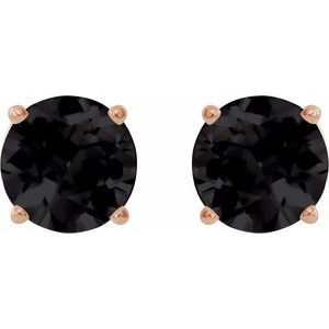 14K Rose Gold 8 mm Natural Black Onyx Earrings – image 2