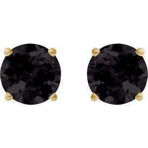 14K Yellow Gold 8 mm Natural Black Onyx Earrings – image 2