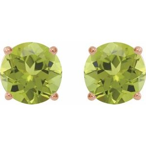 14K Rose Gold 6 mm Natural Peridot Earrings – image 2