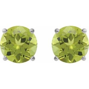 Platinum 8 mm Natural Peridot Earrings – image 2