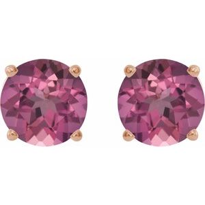 14K Rose Gold 4 mm Natural Pink Tourmaline Earrings – image 2