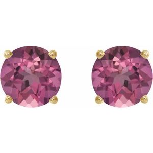 14K Yellow Gold 5 mm Natural Pink Tourmaline Earrings – image 2